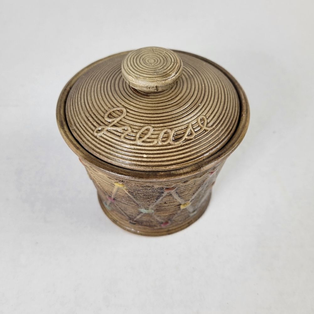 Vintage Tilso Japan Fiesta Dot Pattern Ceramic‎ Grease Jar